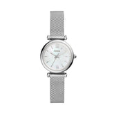 Fossil CARLIE Damenuhr Quarz Silber Perlmutt 28 mm Mesh Edelstahl - ES4432